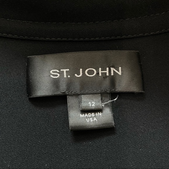 St. John Knit Black Button Down Collared Cardigan Sweater Shirt Jacket - Picture 2 of 6